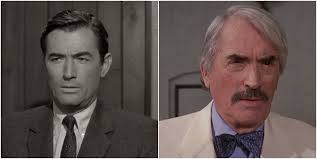 Gregory Peck in the role of Sam Bowden in Cape Fear 1962, returning for a  cameo appearance in Cape Fear remake 1991 as Lee Heller defense attorney  for Max Cady.