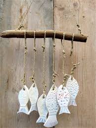 Keramik Garten Windspiel Fische Mit Treibholz Windspiele Tonkeramik Topferhandwerk