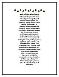 Animal Poempractice Reading Animal Names With Fun To Read Poem Animal Poems Animal Projects Animals