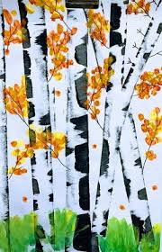 Birch Trees In Fall Paintings 4th Grade Fall Or Winter Birch Trees Birch Tree Art Fall Art Projects Tree Art