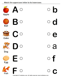 Cut and paste alphabet matching game picture. Draw Line To Match Letters A To F Turtle Diary Worksheet