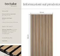 TecTake® Set di 2 Pannelli Acustici Effetto Legno, Pannelli Fonoassorbenti  Decorativi per Pareti, Pannelli Fonoassorbenti Soffitto, Pannelli Murali,  ...
