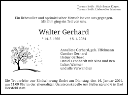 Traueranzeigen von Walter Gerhard