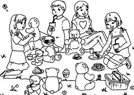 Coloring pages for picnic are available below. Group Of Kid And Their Teddy Bear Family Picnic Coloring Pages Netart