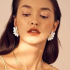 Amazon.com: Gold Clip On Earrings for Women Trendy Non Piercing Flower  Dangle Earrings Floral Earring 14K Gold Plated Lightweight Earrings for ...