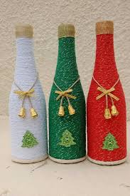 Botella Decorada Decoracion De Botellas Navidenas Decoracion De Botellas Artesania De Botella