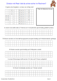 Dieses arbeitsblatt für das fach mathematik zum thema multiplizieren dividieren steht kostenlos als download bereit. Grundschule Nachhilfe De Arbeitsblatt Nachhilfe Mathe Klasse 3 Division Mit Rest Sachaufgaben