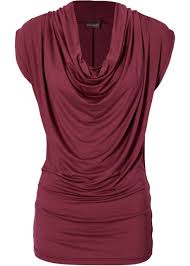 Livraison et retours gratuits en magasin ! Eleganter Look Longshirt Mit Wasserfall Ausschnitt Und Raffungen Bordeaux