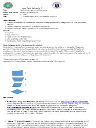 Maths basic question paper solutions published grade math test worksheets classifying quadrilaterals worksheet answers numeracy kindergarten interactive pdf. Quadrilateral Lesson Plan Rectangle Geometry