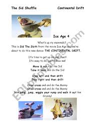 Sid Shuffle Ice Age 4 Continental Drift Esl Worksheet By Patwindsor