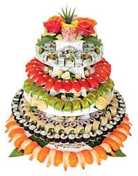 Here Is A Sushi Wedding Cake Sushi Cake Sushi Catering Sushi Platter