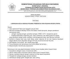 Proses seleksi penerimaan cpns tahun 2018 ini terbuka untuk semua warga negara indonesia. Lowongan Kerja Pegawai Non Pns Di Sekretariat Perwakilan Kementerian Keuangan Aceh Simak Selengkapnya Infobandaaceh