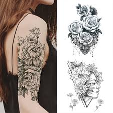 Now you can shop for it and enjoy a good deal on you can also filter out items that offer free shipping, fast delivery or free return to narrow down your search for black rose tattoo design! 1 Pc Fashion Women Girl Temporary Tattoo Sticker Black Roses Design Full Flower Arm Body Art Big Large Fake Tattoo Sticker Alley Corner Nordic Wall Decor Home Decor