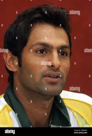 Pakistan's captain Shoaib Malik, talks during the Twenty20 World Cricket  Championship media briefing in Johannesburg, South Africa, Thursday, Sept.  6, 2007. (AP Photo/Themba Hadebe Stock Photo
