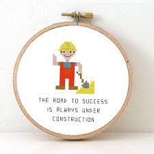 Many beginners do not realize just how many needle. 2 X Construction Worker Cross Stitch Pattern New Job Cross Stitch Chart Road Construction Road To Success Cross Stitch Quote Punto De Cruz Bordado Puntos
