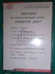 Inilah lowongan kerja operator jahit terbaru di bandung 2021. Lowongan Kerja Pt Jusindo Sumberprakarsa Jsp Cimahi Terbaru 2021