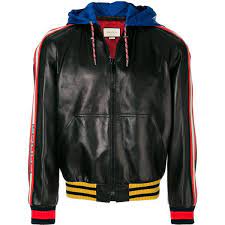 Gucci Gucci Stripe Leather Bomber Jacket 3 950 Liked On Polyvore Featuring Men S Fashi Mens Leather Bomber Jacket Leather Flight Jacket Leather Jacket Men