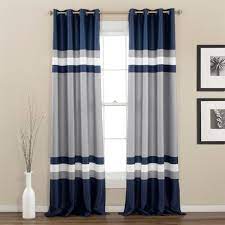 Navy blue and gray drapes. Set Of 2 84 X52 Alexander Window Curtain Panel Navy Lush Decor Target