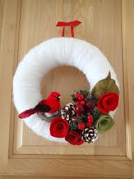 Red Cardinal Wreath Christmas Wreath Snowy White Yarn Wreath Red Roses Berries Pine Cones Christmas Wreaths Christmas Wreaths Diy White Christmas Wreath