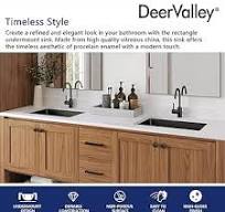 DeerValley Rectangular Undermount Bathroom Sink,19.72"x15.59 ...