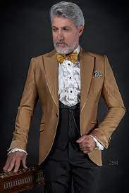 Voir plus d'idées sur le thème costume homme mariage, costume mariage, mariage. Costume Homme Mariage Or Avec Pantalon Et Gilet Noir Ottavio Nuccio Gala