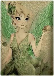 A Vintage Look To This Tinkerbell Dark Colors Are Used In The Portrait Also Light Green Are Used Disney Art Tinkerbell Disney Disney Fairies