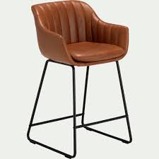 Chaise Haute En Simili Cuir Marron Olbia Chaise De Bar Chaise Haute Chaise Chaise Cuir Marron