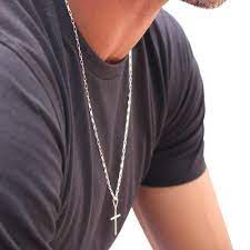 A maior oferta de corrente masculina você encontra no desapega. Corrente Masculina Elo Retangular 60 Cm E Cruz Palito Em Prata