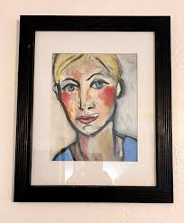 2003 Print “The Girl In The Blue Shirt” By Known Artist Rebekah Ash, Signed.