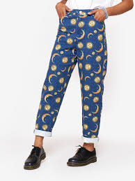 Deep Blue Universe Denim Mom Jeans Aesthetic Clothes Vintage Inspired Outfits Fashion