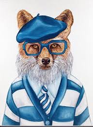 Animal Art Print Red Fox Art Print Animals In Clothes Etsy In 2021 Hipster Animals Animal Portraits Art Fox Art