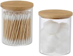Grohe 40368001 essentials glass soap dish. Amazon Com Yinine Glass Apothecary Jars Qtip Holder Dispenser Glass Bathroom Vanity Jar Containers Organizer With Bamboo Lid For Cotton Ball Swab Pad Rounds Q Tip Bath Salts 2 Pack Home Kitchen
