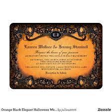 Orange Black Elegant Halloween Wedding Invitation Zazzle Com Halloween Wedding Invitations Halloween Wedding Reception Wedding Reception Invitations