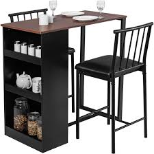 Some assembly is required upon arrival. Amazon Com Giantex 3 Piece Pub Dining Set Wooden Counter Height Table Set With 2 Bar Stools Industrial Bar Table Set W Storage Sturdy Kitchen Table For Kitchen Restaurant Living Room Brown