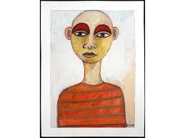 Egon Schiele, "self Portrait With Striped Shirt, 1910"