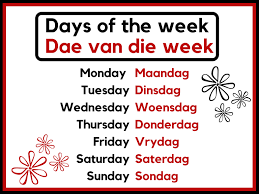 Days of the week activity book (grades 1+). Days Of The Week Poster English Afrikaans Teacha