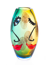 Glasvase Tischvase Gesicht Moderne Kunst Im Murano Stil Vase Blumenvase Glas In 2020 Glasvase Blumenvase Und Blumen Vase