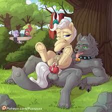 2017 animal genitalia animal penis anthro balls blue eyes canine  canine penis collar crotchboobs cum cum in pussy cum inside diamond dog (mlp)  discarded clothing duo focus earth pony