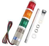 Industrial Signal Tower Light - 110VAC 3-Color LED Stack Flashing Warning  Light (Red/Yellow/Green) with Buzzer Alarm,Round Indicator Beacon,for ...