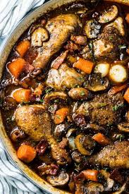 Coq au vin is the classic french braised chicken dish with bacon, mushrooms, onions and of course, red wine. Julia Child S Coq Au Vin The Endless Meal