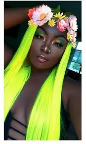 Who Said Darkskins Couldn T Rock Vibrant Colored Hair Green Hair Neon Green Hair Bright Hair