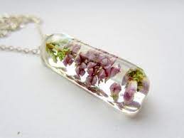 Real Flower Necklace Real Heather Flowers In Resin Pendant Resin Jewelry Pink Flowers Flower Resin Jewelry Resin Jewelry Resin Pendant