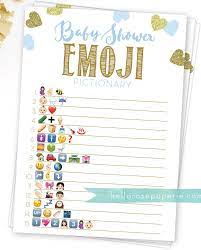 Baby Shower Emoji Pictionary Game With Answers Blue And Gold Etsy Twins Baby Shower Baby Shower Planning Pink Gold Baby Shower
