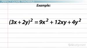 A perfect trinomial is mathematically described as 𝑎 ± 2 𝑎 𝑏 + 𝑏 and can be factored into either (𝑎 + 𝑏) or (𝑎 − 𝑏) , depending on the sign of the middle term, 2. Perfect Square Trinomial Definition Formula Examples Video Lesson Transcript Study Com