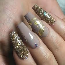 Black And Gold Glitter Coffin Nails Pin On Nailed It