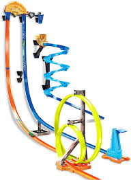 The hot wheels wall tracks are actually a specific special set from the well known brand of kid's toys hot wheels. Amazon Com Hot Wheels Track Builder Vertical Launch Set 50 Inches High 3 Stunt Configurations Ages 6 To 10 3m Command Strips Amazon Exclusive Toys Games