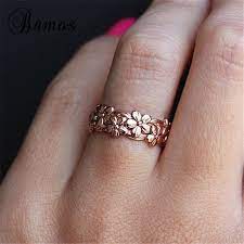 Kupit Tovar Bamos Zhenskij Milyj Cvetok Romashka Palec Kolco Vintazh Rose Gold Filled Obruchenie Unique Gold Wedding Rings Unique Wedding Jewelry Gold Band Ring