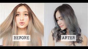 Perempuan memang identik dengan penampilan rambut yang panjang terurai. Cat Rambut Abu Abu Tua Sendiri Di Rumah Remake Dark Gray Hair Youtube
