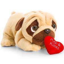 Pug Soft Toy With Heart Pug Loveyou Pugsandkisses Valentines Dog Lover Gifts Pug Toy Cuddly Toy