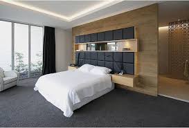 Bedhead Built In Bedside Tables Panelled Bedhead And Timber Dividing Wall To Ward Stylish Master Bedrooms Luxurious Bedrooms Interior Design Bedroom